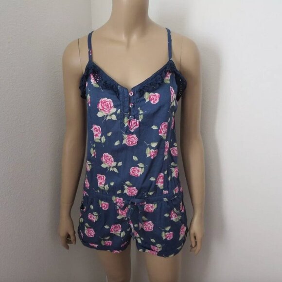 Abercrombie & Fitch Pants - Abercrombie Womens Floral Romper Size Small Navy Blue & Pink